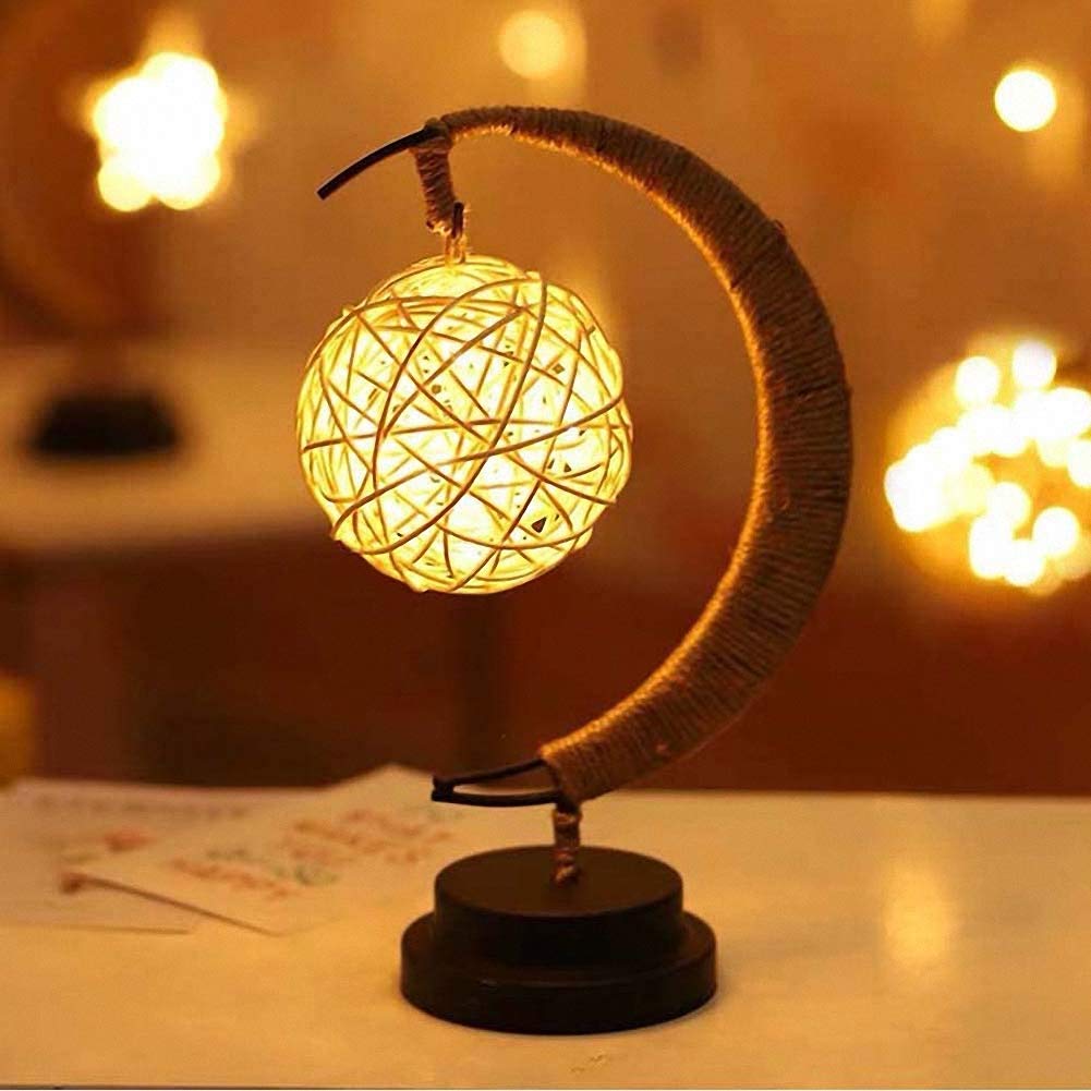 Ulalaza LED Copper Wire Lamp Wrought Iron Ornaments Night Light Creative Bedroom Nordic Style Retro Wind Decoration Holiday without Battery