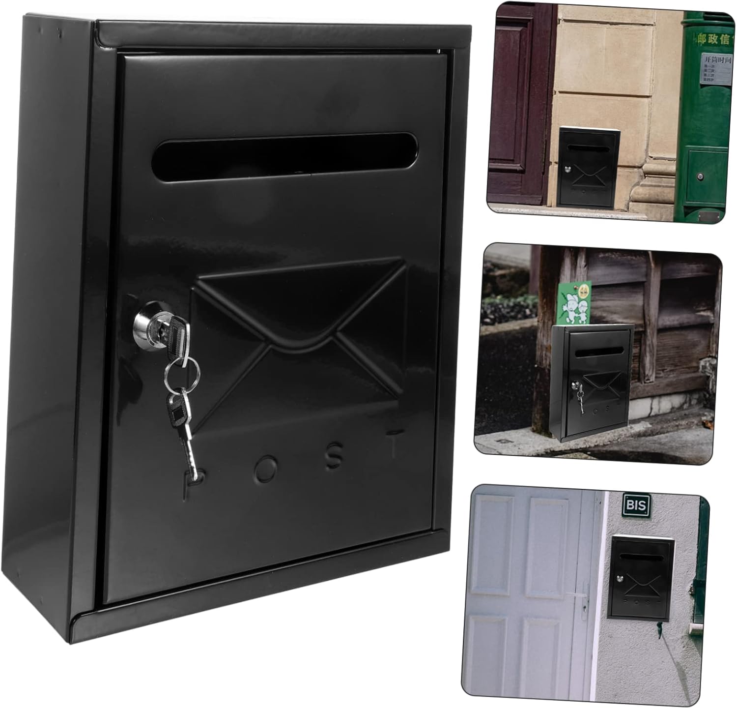 Iron Wall Mount Mailbox Vintage European Style Locking Key Box for House