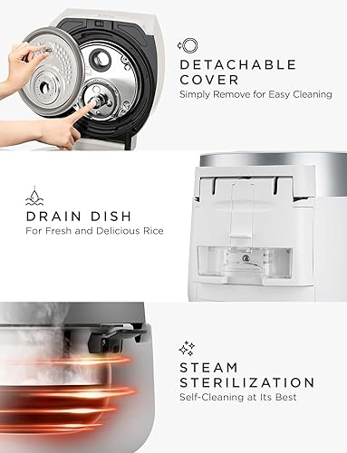 Miniatura 7 de CUCKOO CRP-LHTR1009F  Olla de arroz de inducción de doble presión de 10 tazas sin cocinar  16 opciones de menú vapor de alta sin presión y más olla