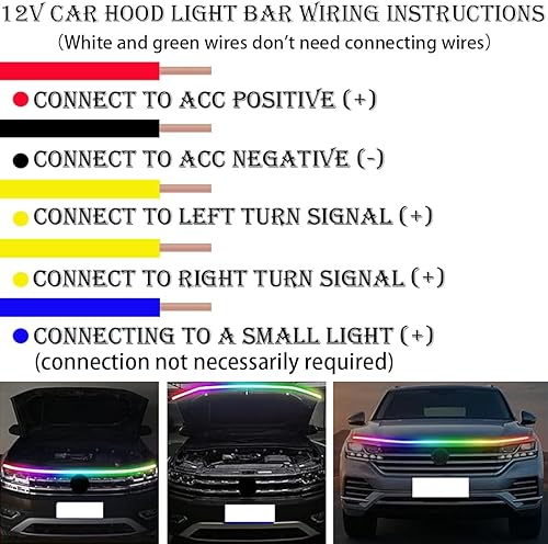 Miniatura 3 de Tira de luz LED para capó de automóvil, tira de luz diurna LED de 59 pulgadas, tira de luces LED flexibles para automóvil, luces de señal de giro