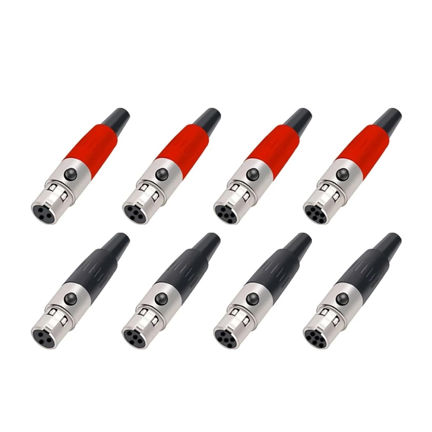 10Pcs Mini XLR 3/4/5/6Pins Female Jack Plugs Soldering MIC Cable Wire Connectors Small Socket(J1004 10xRed 3Pin)