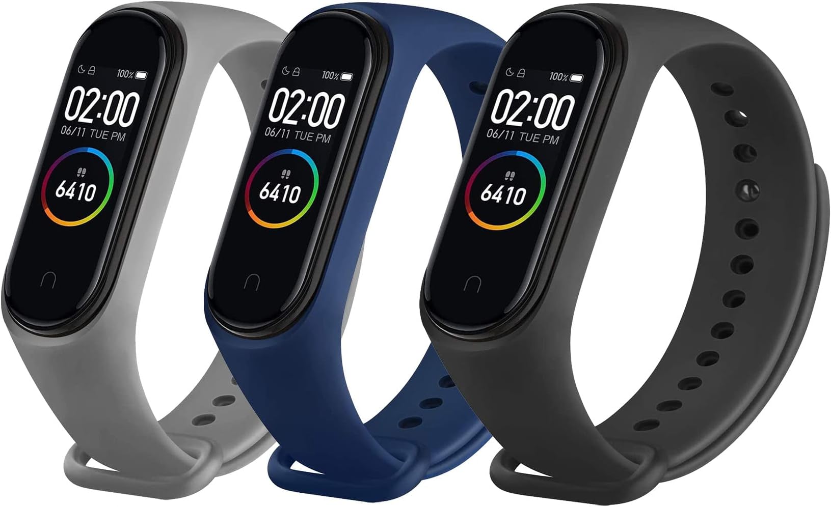 3PCS Straps Replacement Compatible with Xiaomi Mi Band 7, Soft, Breathable, Adjustable Silicone Replacement Wristbands Compatible with Xiaomi Mi Band 7, Xiaomi Mi Band 6/5