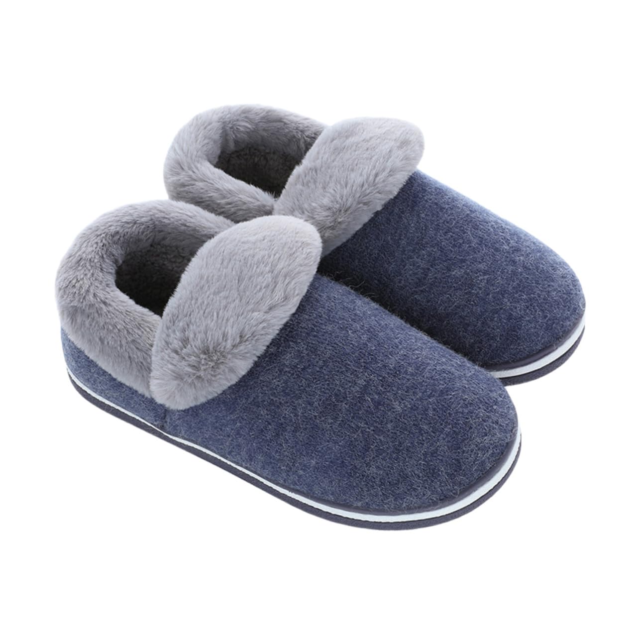 LIFKOME Ciabatte Uomo Invernali Chiuse Tallone Peluche Blu 43-44