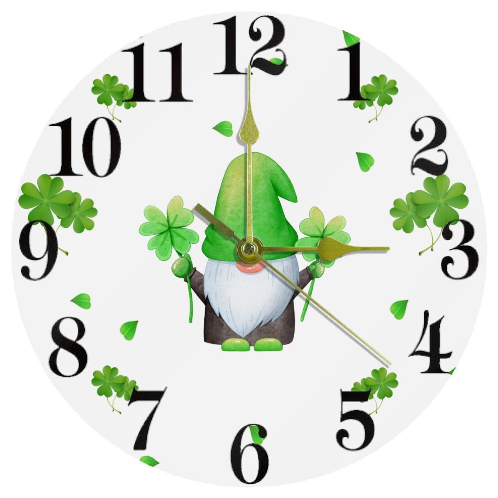 Horloge murale à quartz sans tic-tac à offrir comme cadeau thématique de Saint Patrick