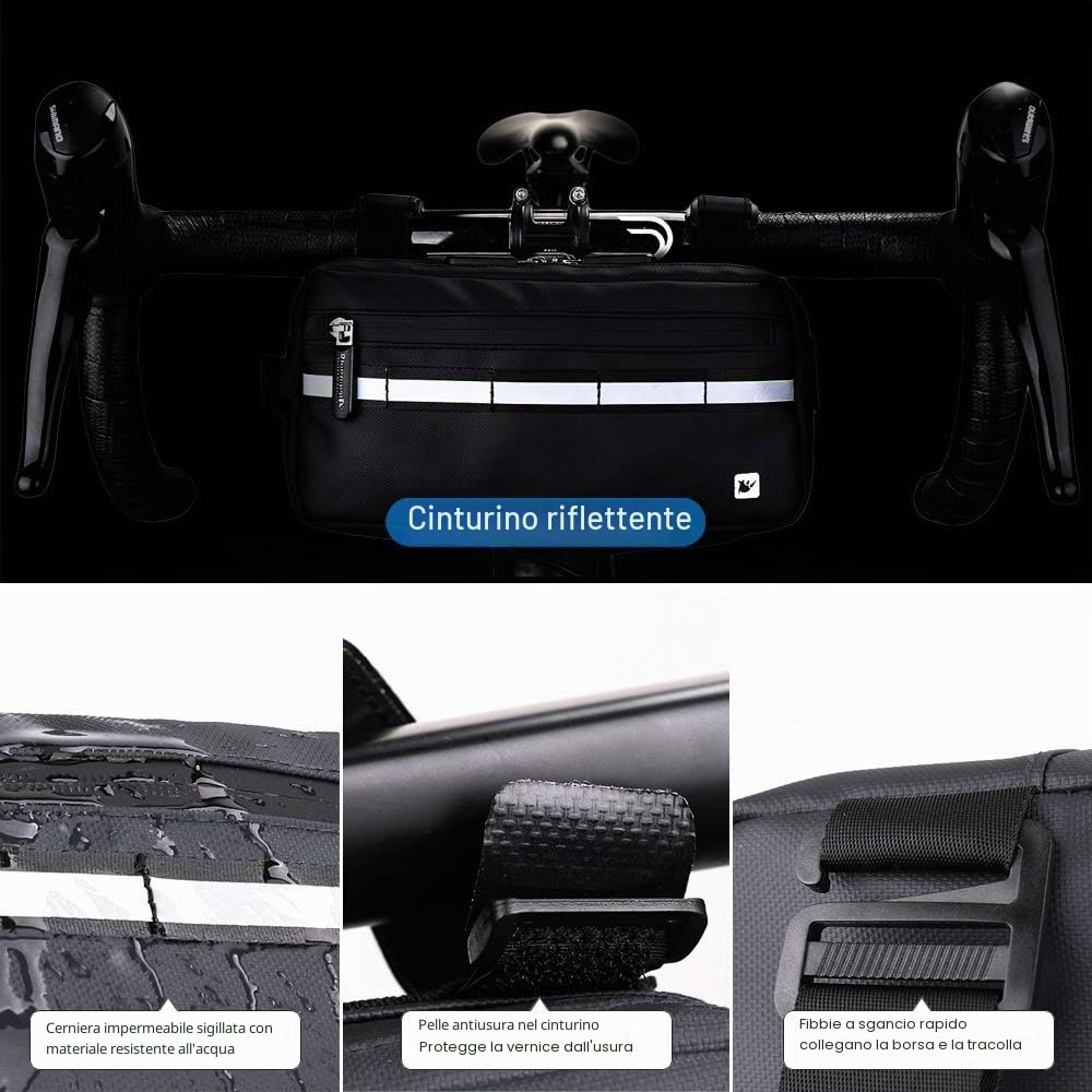 Rhinowalk Borsa da bici impermeabile per manubrio da bici, borsa da bicicletta, borsa anteriore per bicicletta, borsa a tracolla per sport, bicicletta, accessori professionali per ciclismo