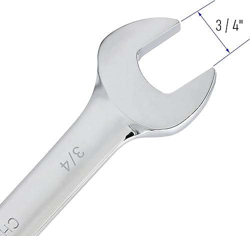 Miniatura 4 de Llave combinada de trinquete de cabeza flexible de 34 pulgadas SAE 72 dientes de 12 puntos de trinquete de caja de trinquete y herramientas de llave