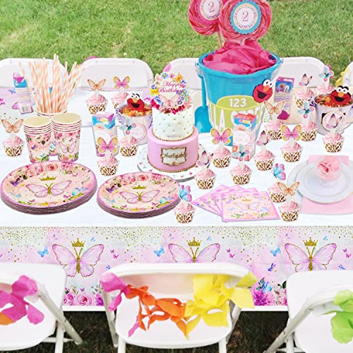 222 Pack Pink Butterfly Party Decorations Butterfly Birthday Party Supplies For Girls Women Butterfly Theme Tableware Set With Birthday Banner Butterfly Plates Cake Toppers Napkins Serves 20 Guests #TOP5