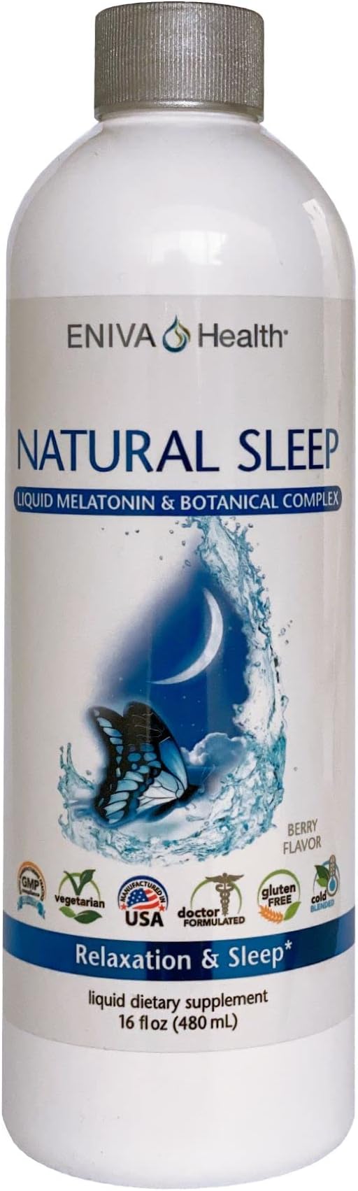 Eniva Health Natural Sleep Aid | Melatonin, Chamomile, Valerian, Vitamin B6 | Dr. Formulated (16 oz)