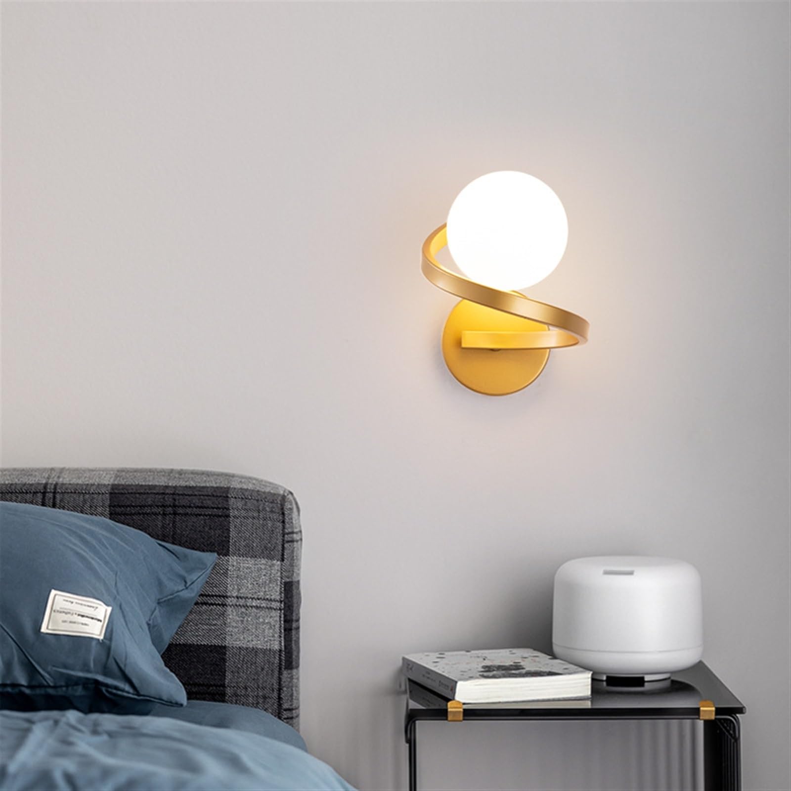 Nordic kinkiet nowoczesne Led lampki nocne do sypialni kreatywna Persnality Ball alejek salon ściana tła w tle oprawy oświetleniowe Jasne śWiatłA(Warm White,Gold)