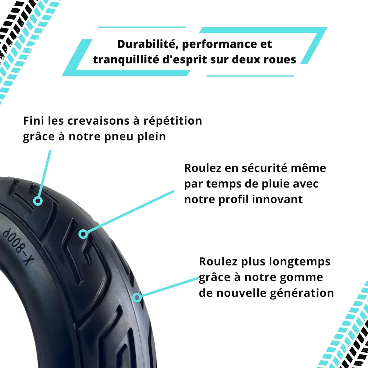 BITUME | Pneu Plein 10x2.75-6.5 (55mm intérieur) pour Trottinette Électrique | Compatible Urbanglide Ecross/Pro, SmartGyro Crossover/Rockway, Speedway| Increvable | Roue Avant et Arrière
