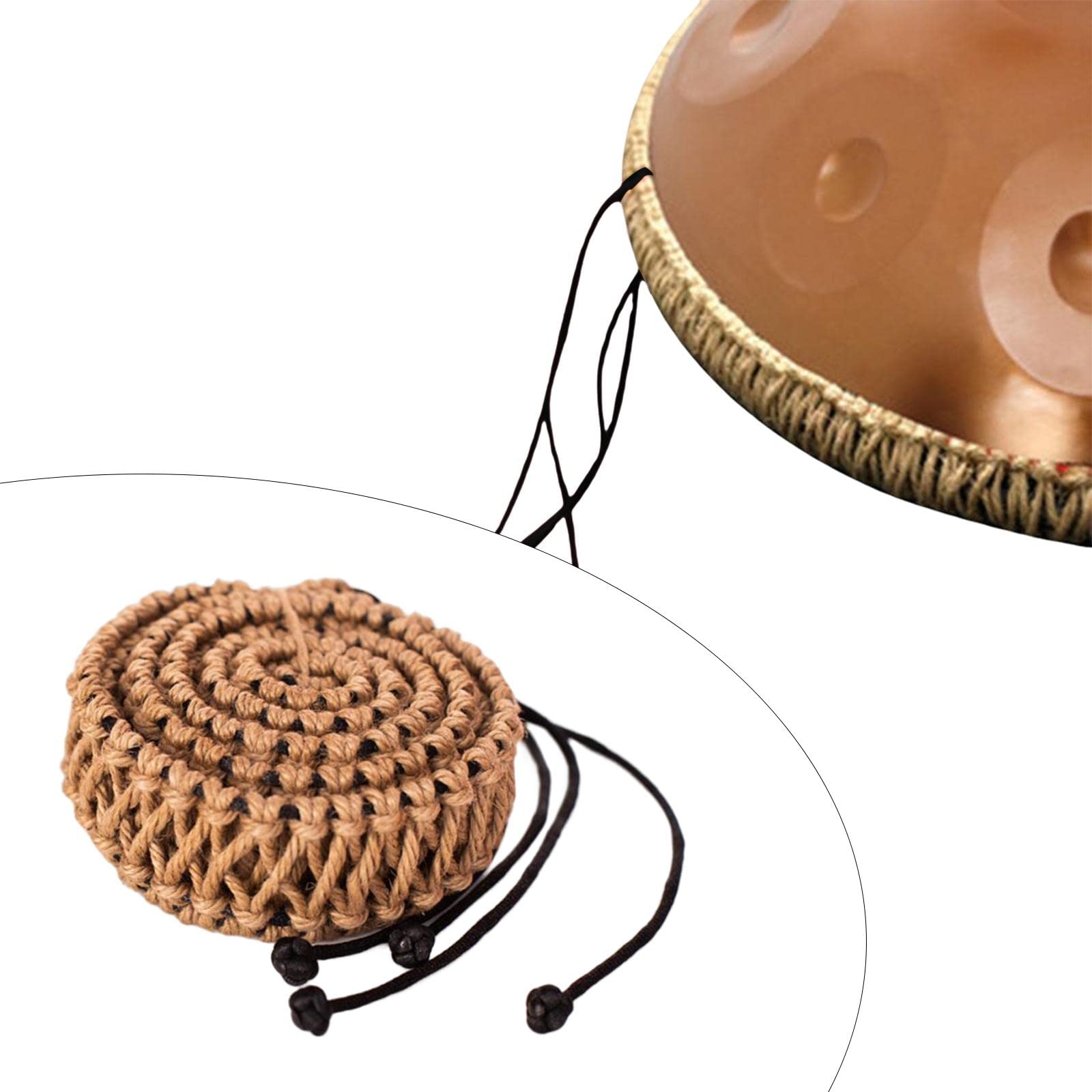Cuerda envuelta en tambor de lengüeta de material acero, decoración de Hand Drum hecha, cuerda de ratán tejida, bolsa protectora de anillos de