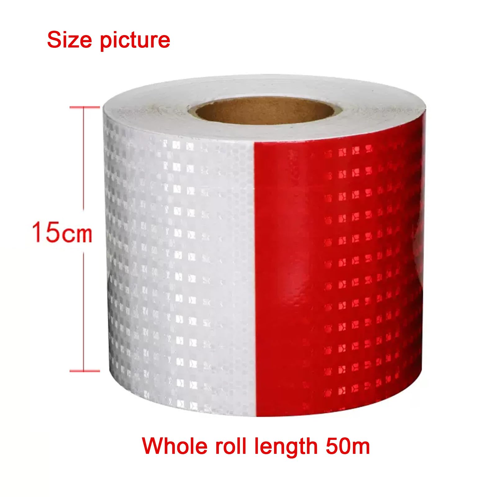 Taśma odblaskowa bezpieczeństwa Samoprzylepna taśma odblaskowa wielokolorowa(Red White,15 cm x 50 m)