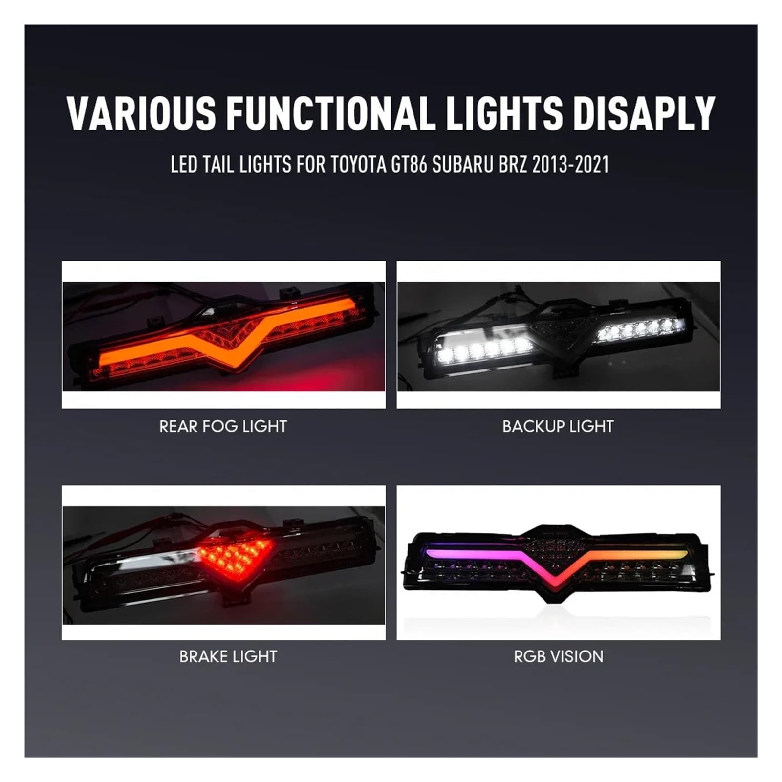 Pasuje do T0y0ta GT86 Subaru Brz 2013-2021 reflektor LED tylne światło przeciwmgielne hamulca tylna lampa tylna tylne światła montaż Plug and Play 1PC(RGB Version)