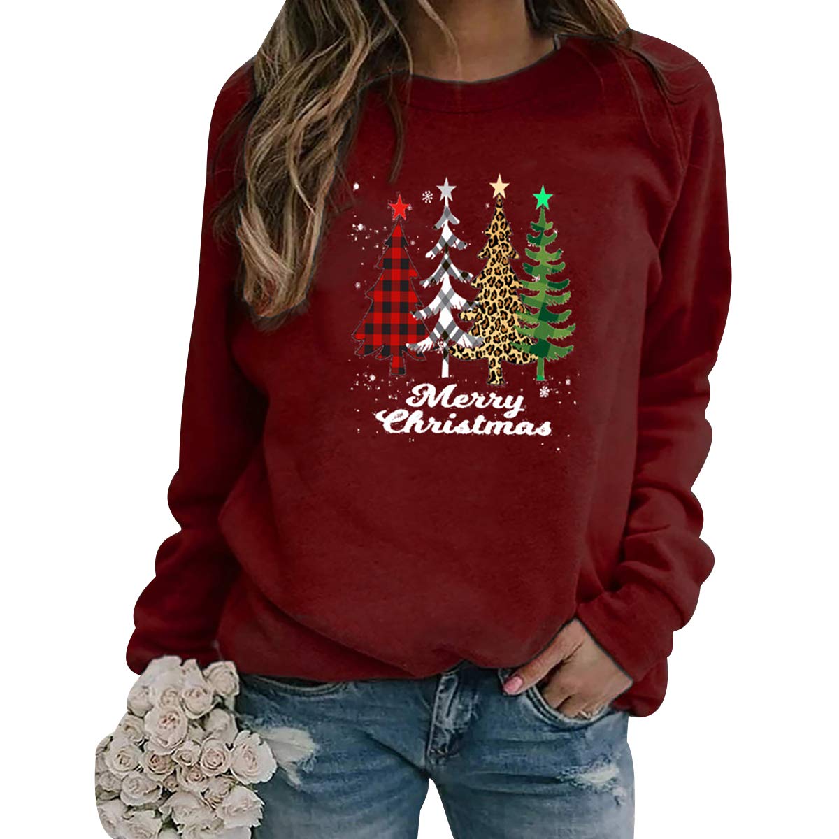 Christmas Tree Jumper Women Xmas Jumpers For Women Bad Xmas Jumper Women Funny Christmas Jumpers Womens Ugly Christmas Pullover Ladies Christmas Jumper Christmas Sweatshirt Xmas Sweatshirts Red M