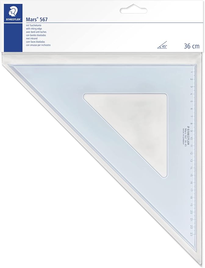 Staedtler 567 36-45 Mars Set Square, 36cm 45/45 Degree