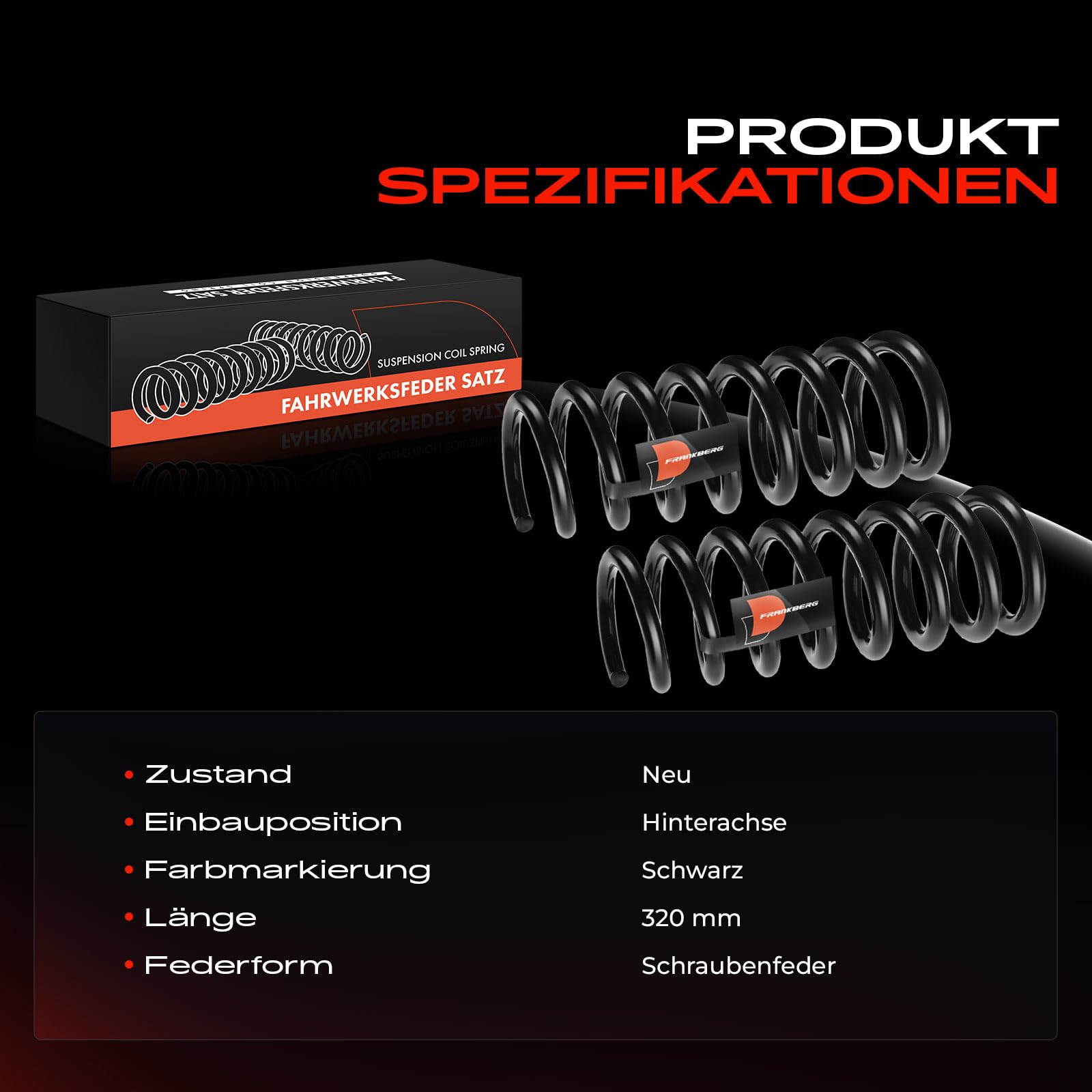 Frankberg 2x Federn Fahrwerksfeder Hinterachse Kompatibel mit W212 E200 E350 2009-2015 W212 E220 E250 2009-2016 Replace# 2123240404