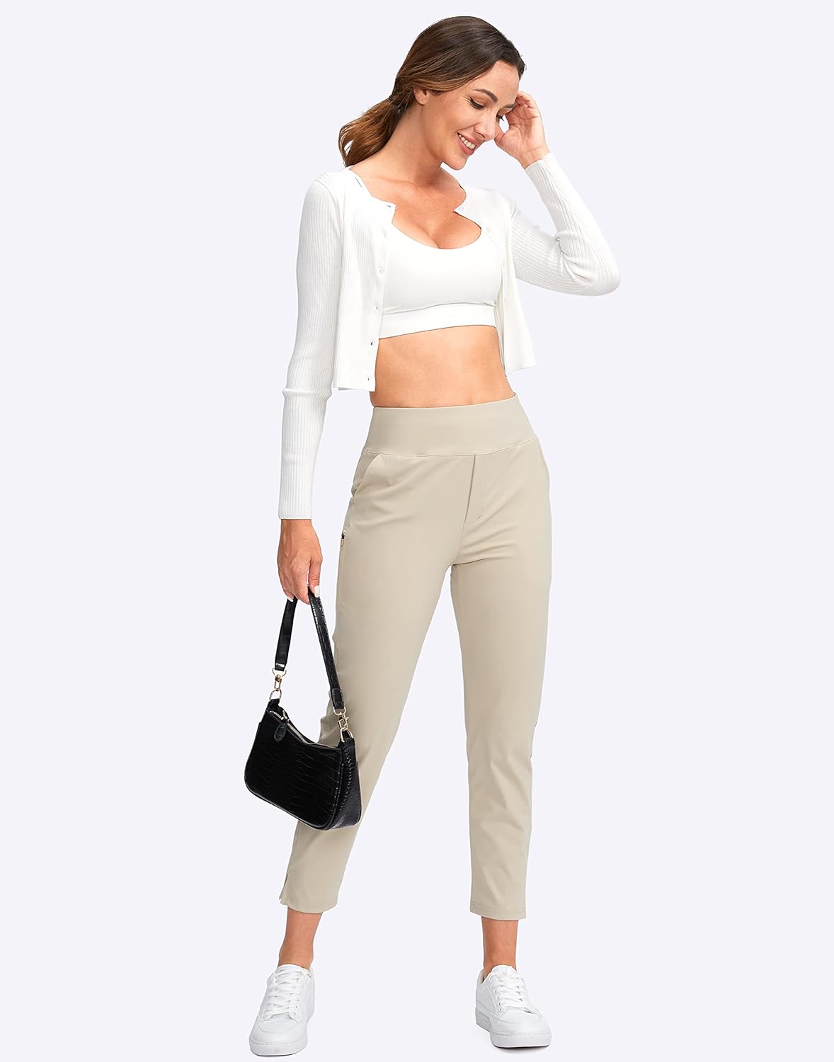 YYV Women's Golf Pants Stretch Work Ankle Pants High Waist Dress Pants with Pockets for Yoga Business Travel Casual - Image 6