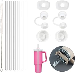 Silicone Spill Proof Stopper Set and Replacement Straws for Stanley H1.0 40oz 30oz Tumbler, Yoelike Reusable Clear Straws Leak Proof Straws Topper Accessories for Stanley Mug Cup