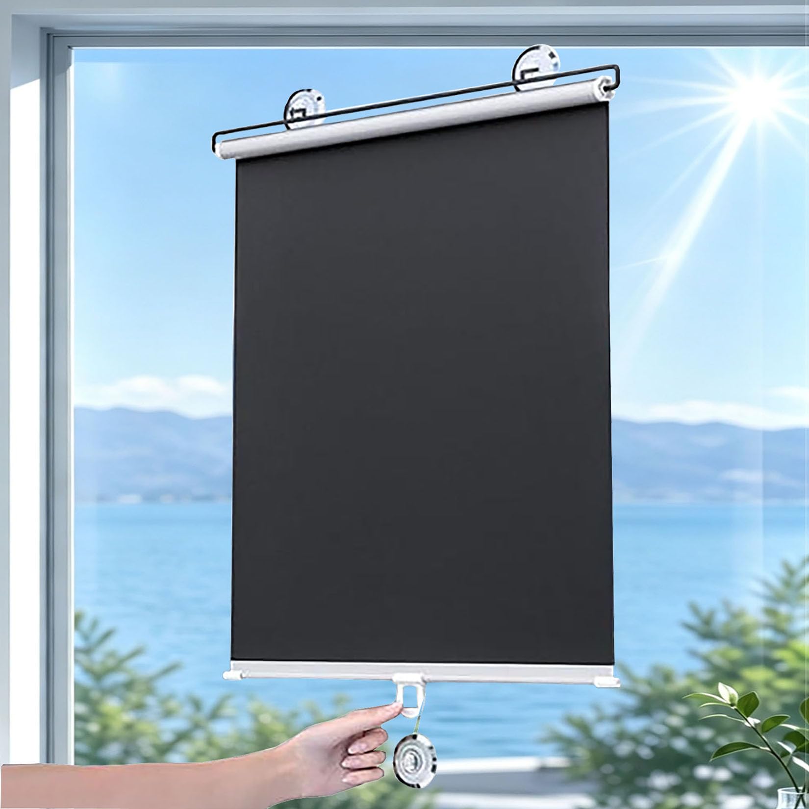 68X200cm Saugnapfes Rollo Fensterrollo,Sonnenschutz Verdunkelungsrollo