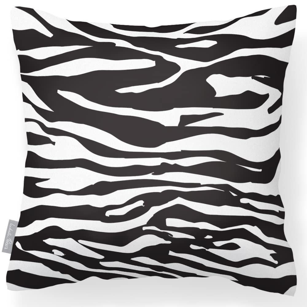 Izabela Peters Zebra Print - White & Black Outdoor Cushions Waterproof, 43 Cm, Filled Outdoor Cushion, Garden Furniture Cushions, Outdoor Seat Cushions, Garden Chair Cushions