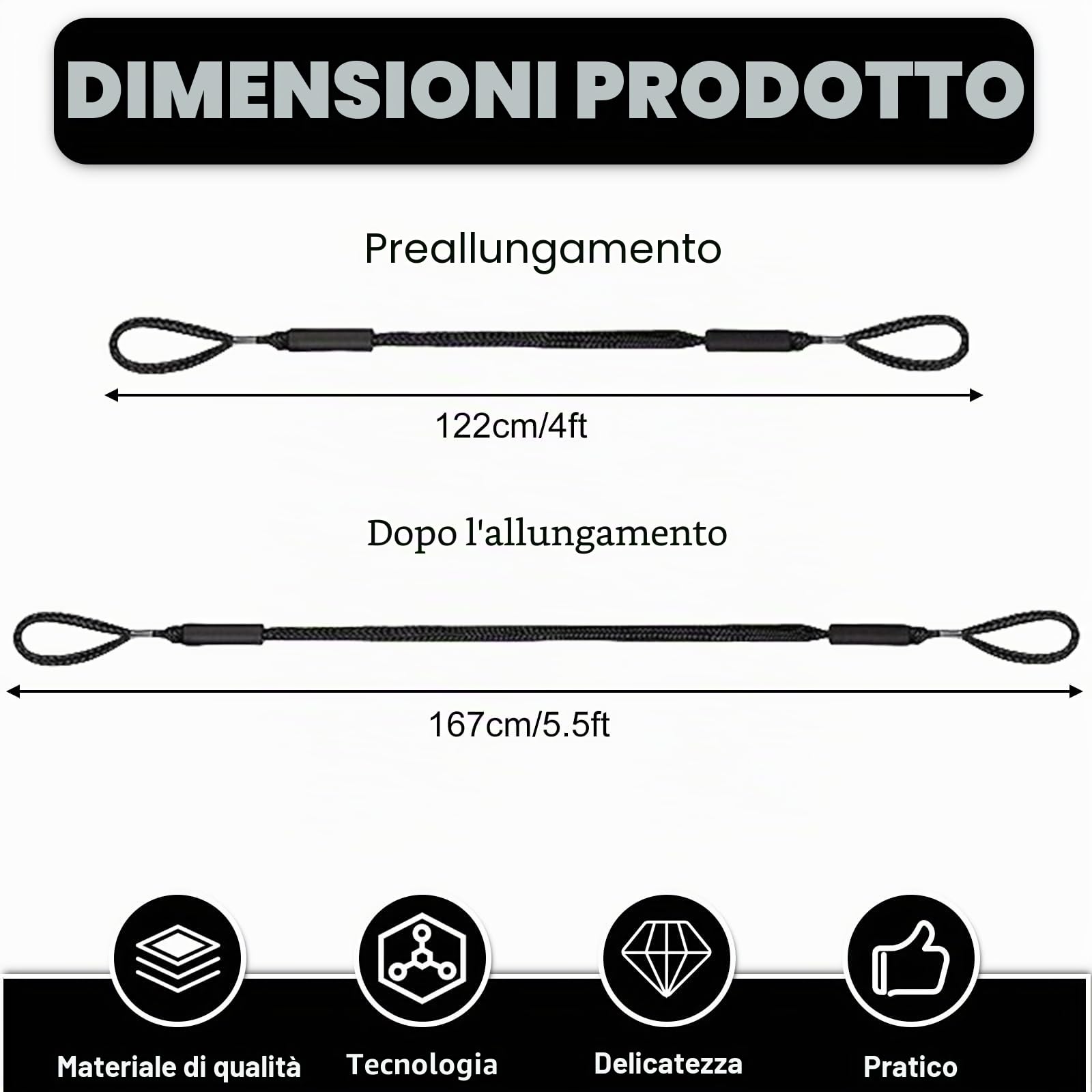2 Pezzi Bungee Dock Line, Fune Di Traino Per Imbarcazioni Marine Elastiche, Bungee Dock Con Gancio Line, Cima Da Ormeggio, Ancoraggio Bungee Accessori Per Barche, Moto D'acqua, Kayak, Pontone (Nero)