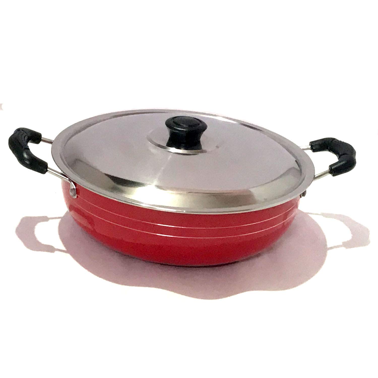 Non Stick Kadai with Stainless Steel Lid Deep Fry Kadai Non-Stick Cookware Cooking Pan Stir Fry Pan Multipurpose Pan Aluminium Kadai All Purpose Pan (2 Litres) Pan Diameter 8.5 Inch