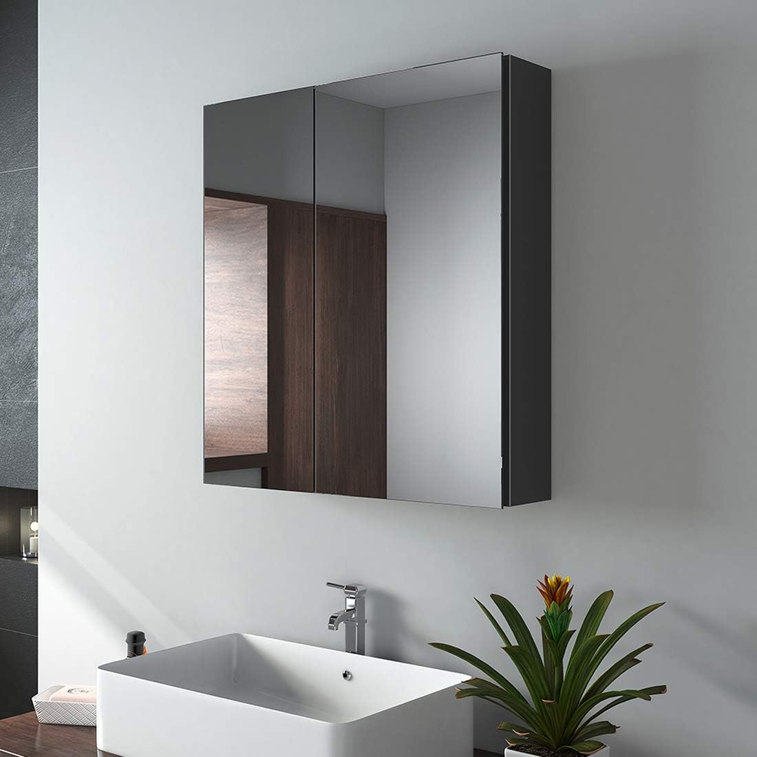 EMKE Bathroom Vanity Mirror Cabinet with Storage - Single Door Wall ...
