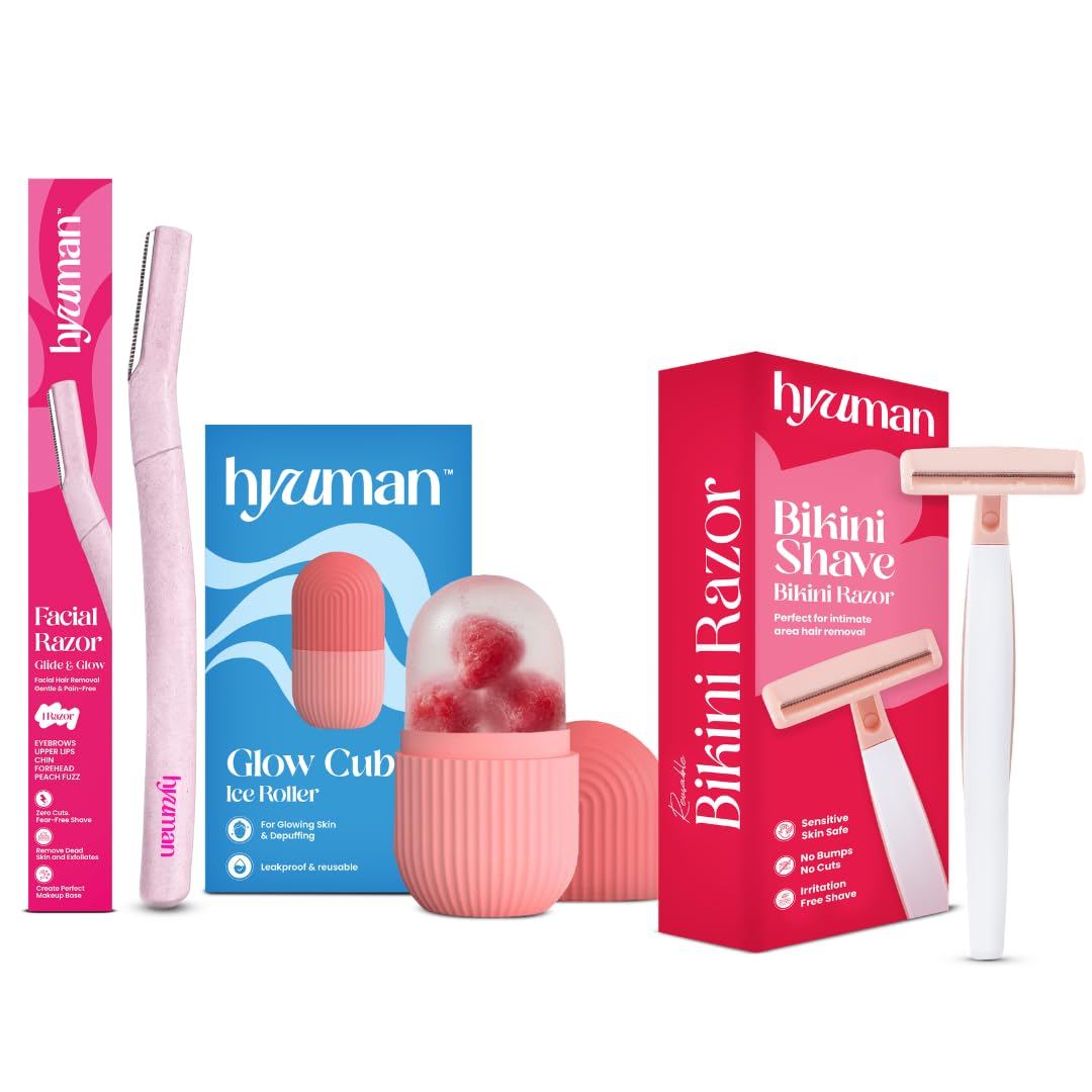 Hyuman Face Razor + Ice Roller + Bikini Razor Combo for Women | Smooth Shaving & Skin Refreshing Kit (Set of 3)-picture-14