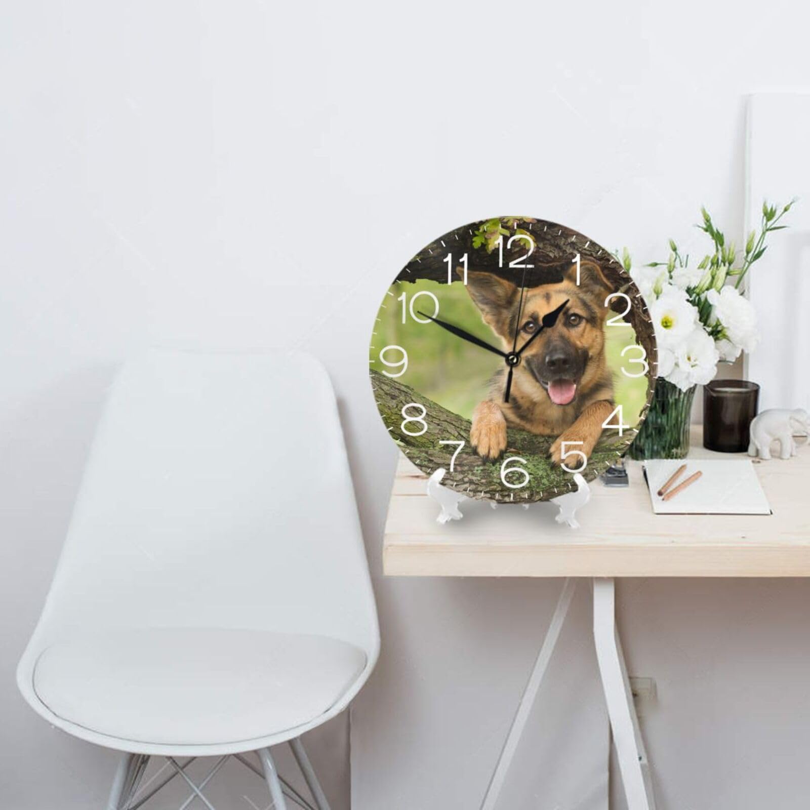リアル】壁掛け ペット時計 かわいい ジャーマンシェパード インテリア