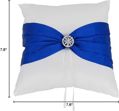 Miniatura 11 de HE ANDI 7.8 "satén artificial diamante decoración anillo de boda portador almohada (rosa)