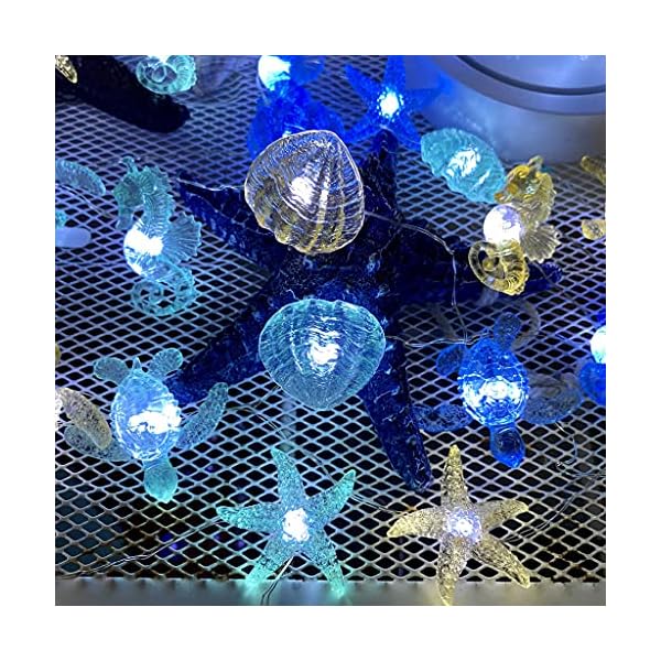 Ocean themed string lights marine life night lights beach décor sea turtle seahorse starfish clam decorative lights battery operated usb plug in 30led 10ft christmas tree ornaments holiday bedroom - image 9