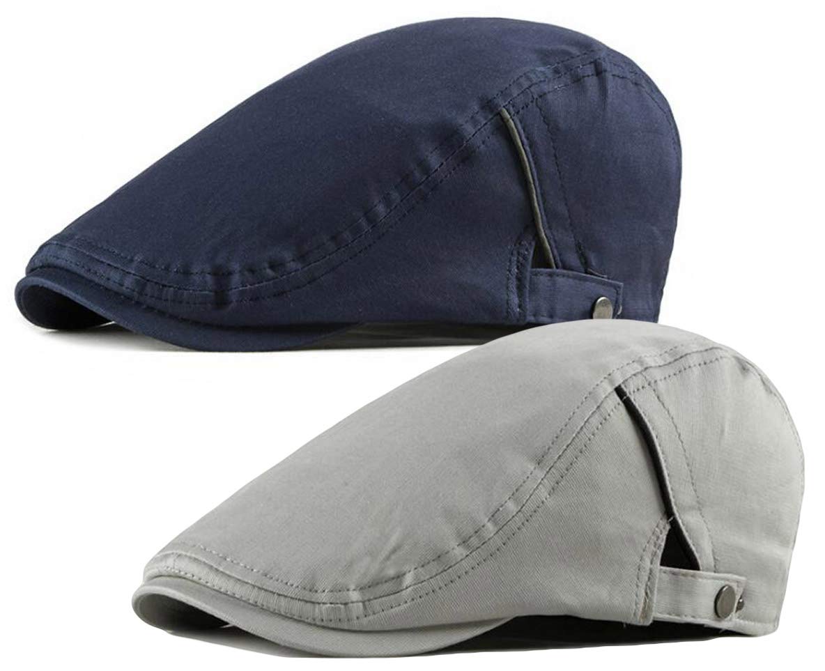 Men's Adjustable Cotton Flat Cap Newsboy Hats Ivy Gatsby Cabbie Caps Berets