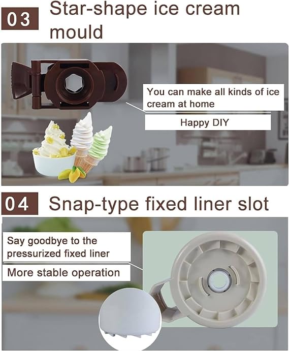 Soft Serve Ice Cream Machine, Home Ice Cream Maker Machine, Yogurt Ice Cream Makers, for Home Diy Kitchen Fast