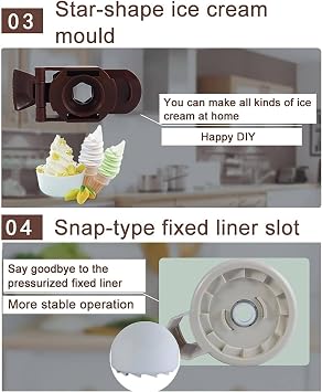 Soft Serve Ice Cream Machine, Home Ice Cream Maker Machine, Yogurt Ice Cream Makers, for Home Diy Kitchen Fast