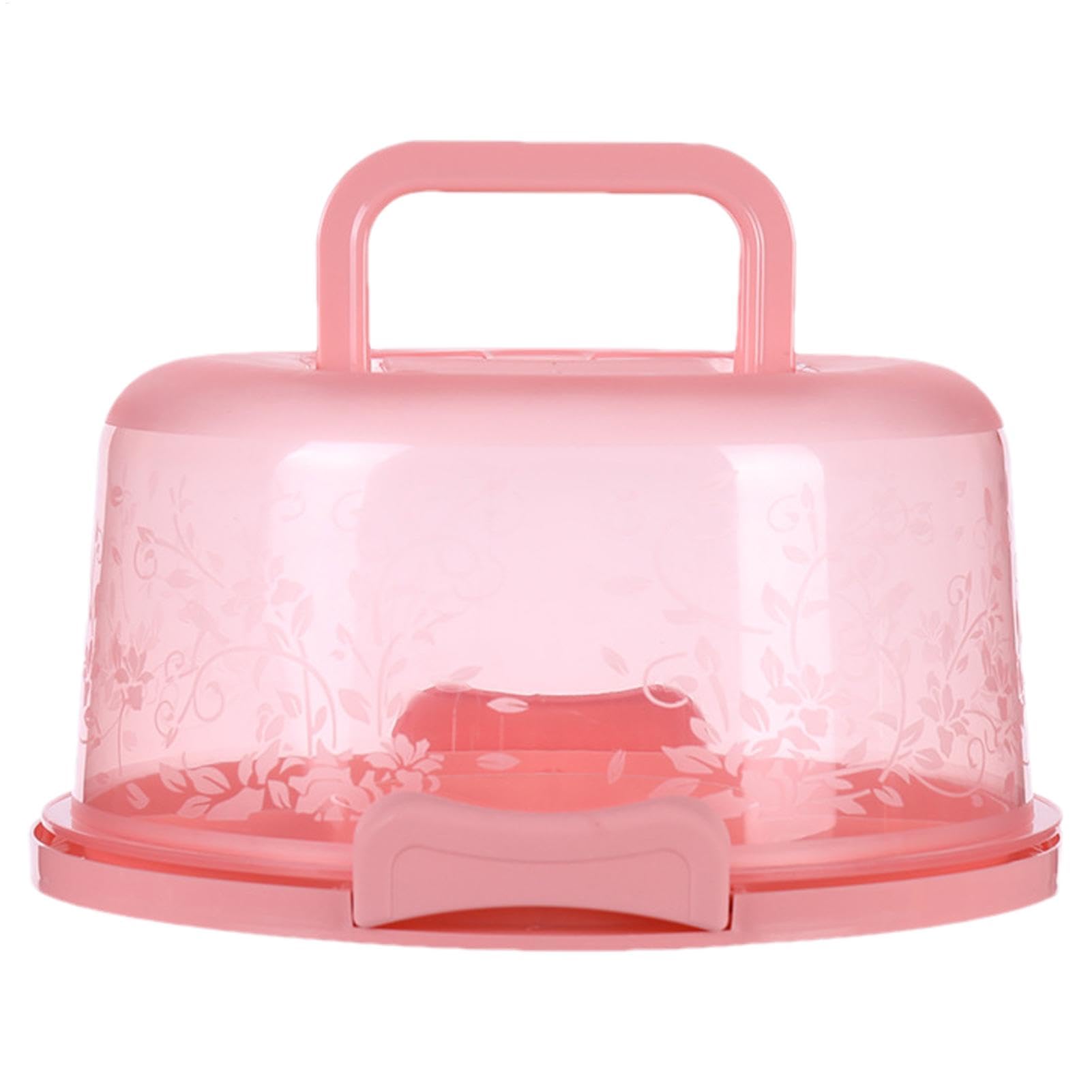 Large Round Cake Box with Lid and Handle - Transparent Dessert and Sandwich Storage - Sturdy Portable Container