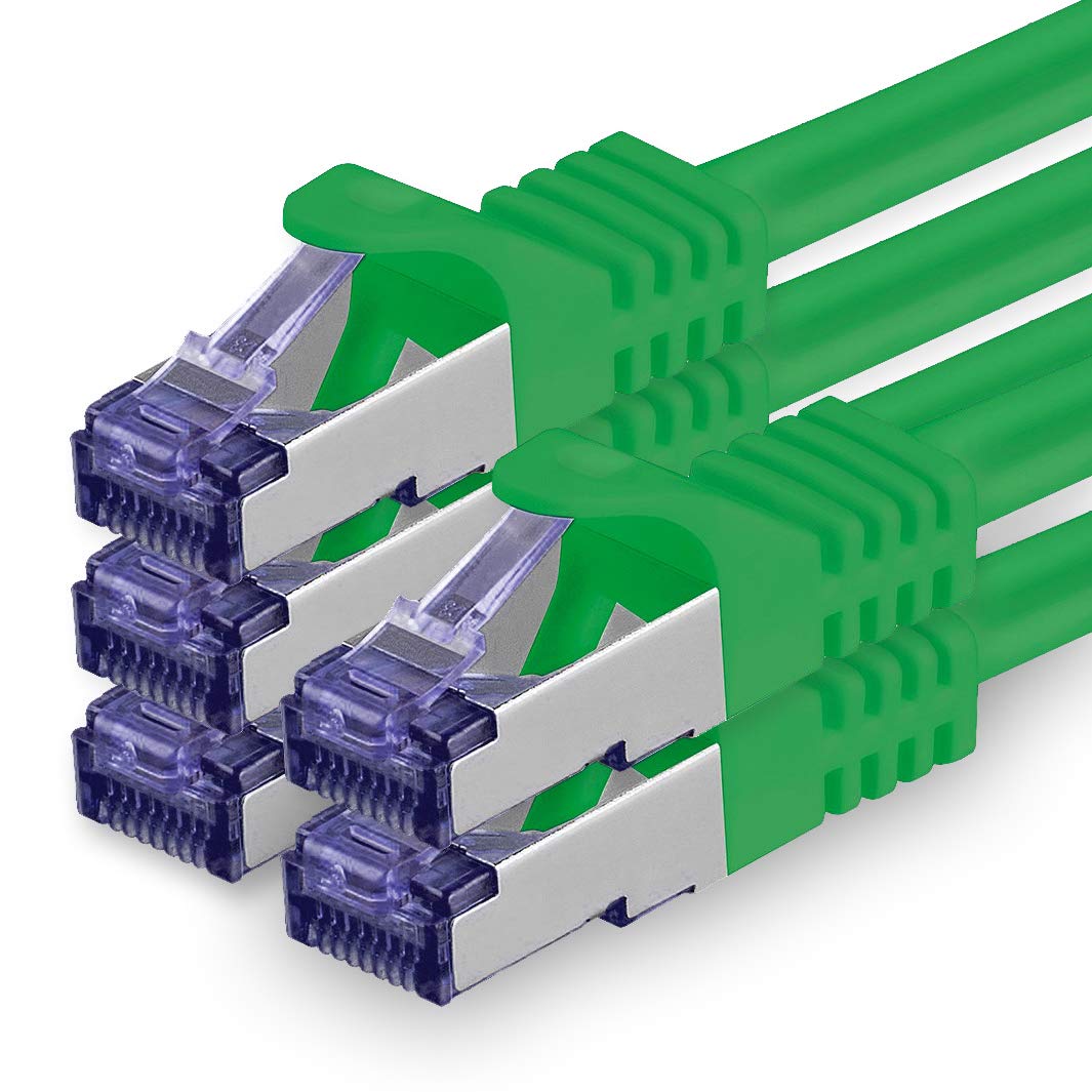 1aTTack.de Cat.7 Netzwerkkabel 0,25m - Grün - 5 Stück - Cat7 Patchkabel (SFTP/PIMF/LSZH) Rohkabel 10 Gb/s mit Rj 45 Stecker Cat.6a - 5 x 0,25 Meter Grün