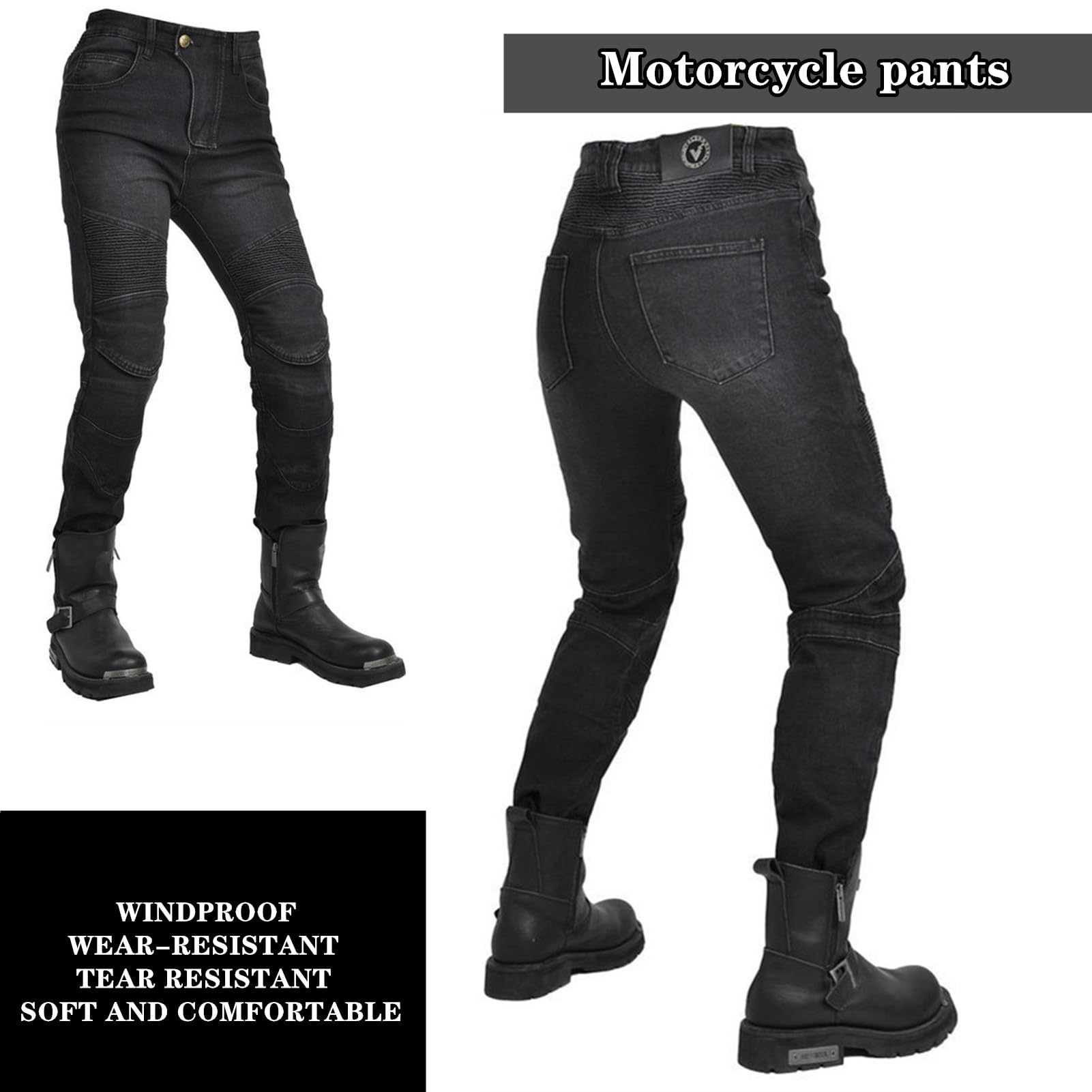Herren/Damen Slim Fit Motorrad Jeans Mit Protektoren Knie Und Hüftprotektoren Stretch Slim Fit Denim Motorradhose Cargo Motorradjeans Schutzhose Biker Pants