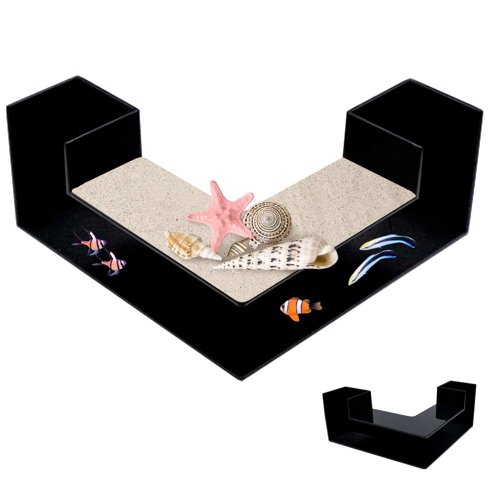 Mudoulu Black Aquarium Tunnel Decoration, Corner Fish Tank Accessory For Shrimp Betta Crayfish, Abs Underwater Hideout Cave Shelter, Aquatic Ornament