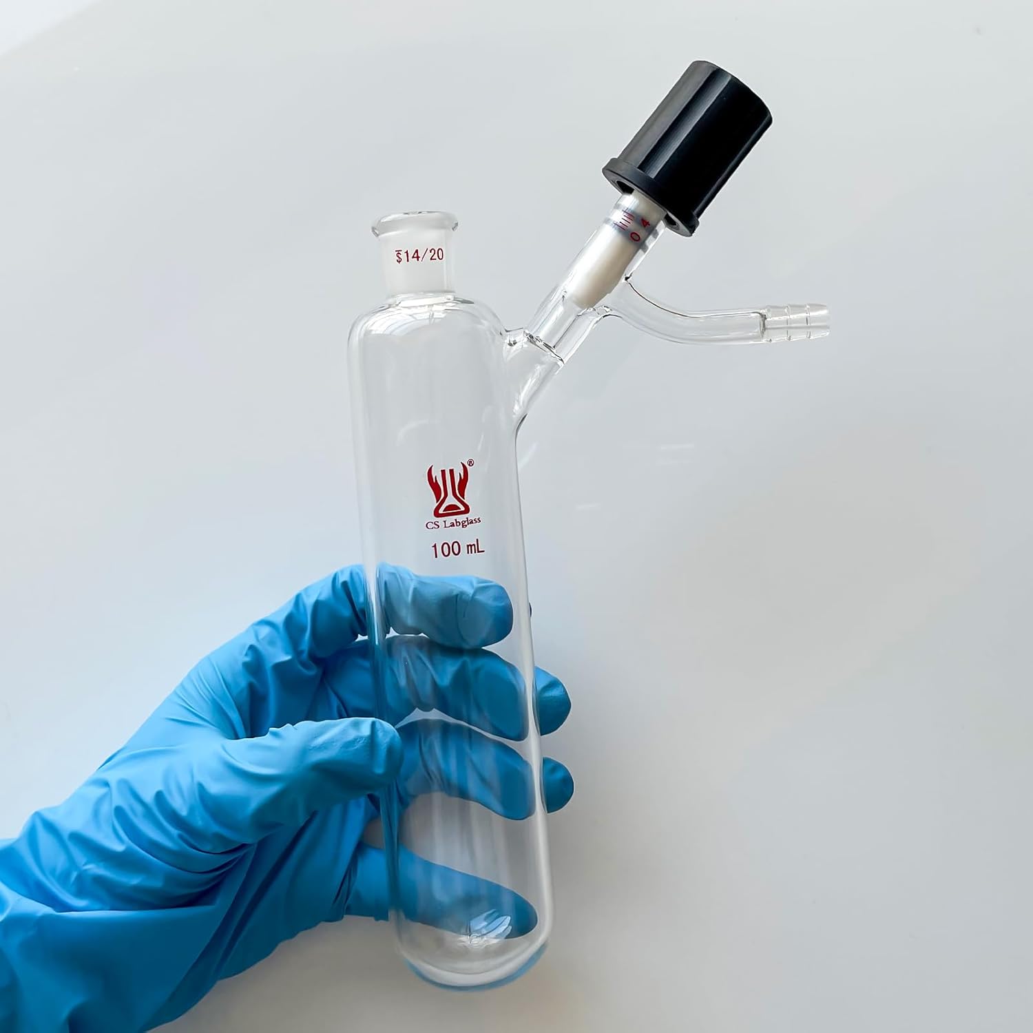100ml Reaction Tube with 14/20 Joint and 0-4mm High Vacuum Valve, Borosilicate Glass Schlenk Tube, Lab Glassware