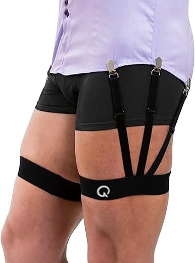 QUALIFT Shirt Tucker for Men - Skin-Friendly Soft Elastic Shirt Stays, Adjustable Shirt Garter Belt, Formal Shirt Holder w...