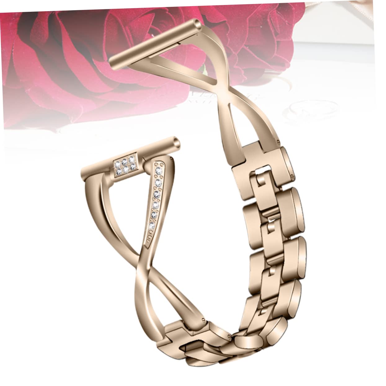 Uonlytech 3pièces Bracelet De Montre Avec Incrustations De Rhinestones Remplacement Compatible Pour Montres Doré