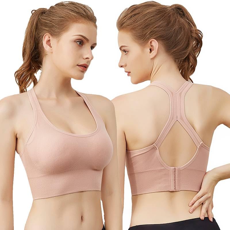 shoppy villa with sv logo Shoppy Villa Sports Bras for Women, Racerback Medium Support Gym,Yoga,Bra with Removable Lightly Padded Wire Free Sport Bra Beige-picture-23