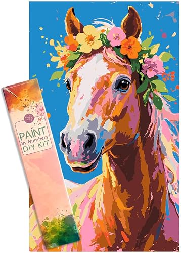 Easy Craft Paint by Number DIY Kit, 50x30cm-Wild Animals - Horse