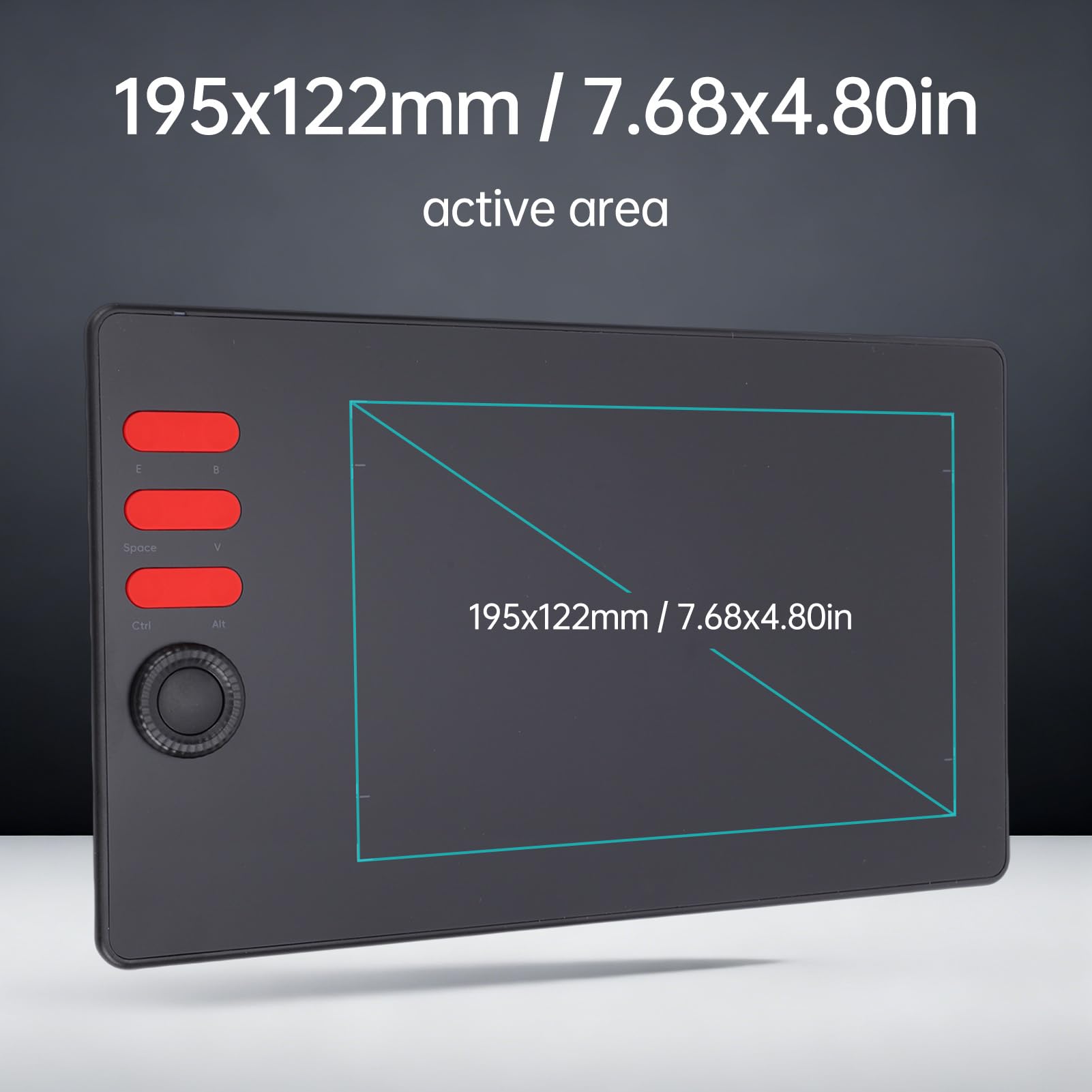 Monitor de Dibujo Gráfico Profesional, Tableta de Dibujo 7,68x4,80 Pulgadas con 6 Teclas Acceso Directo para Diseñar Profesores para Win/Mac/ (Q5)