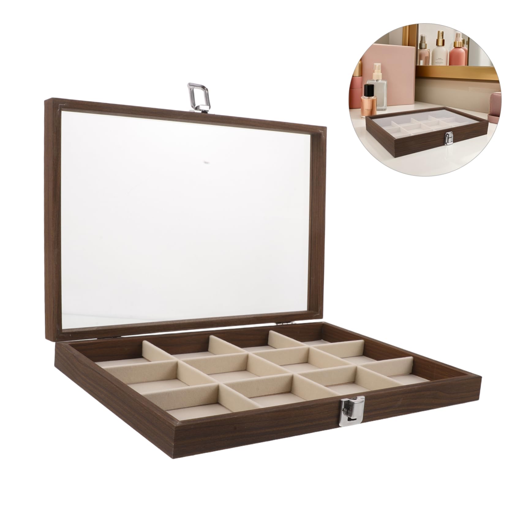 Ipetboom caja de almacenamiento de joyas organizador de almacenamiento de joyas de collares Vitrina de anillo madera