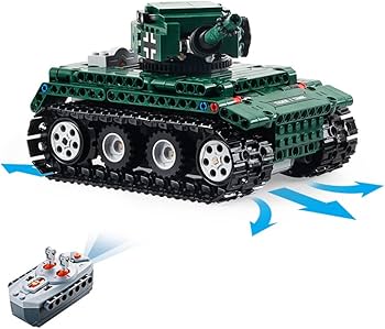 Amazon.co.jp: CaDA 動くブロックキット 電池式 ラジコン 戦車 313