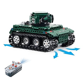 Amazon.co.jp: CaDA 動くブロックキット 電池式 ラジコン 戦車