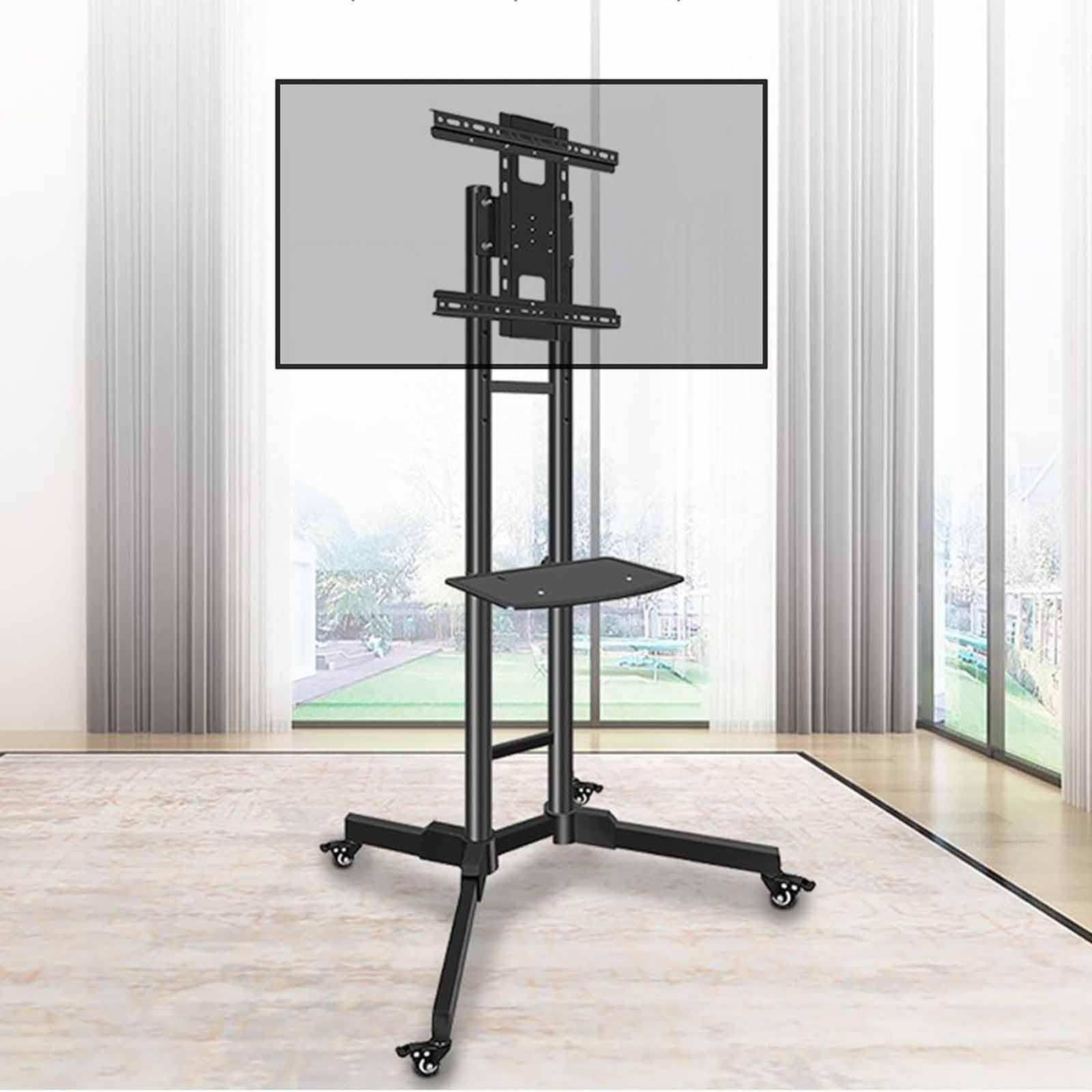 Soporte para TV con Ruedas - Soporte móvil de Suelo para TV, Ajuste de Altura con Bandeja de Almacenamiento, para Pantallas de 32 a 60 Pulgadas, rotación Horizontal,