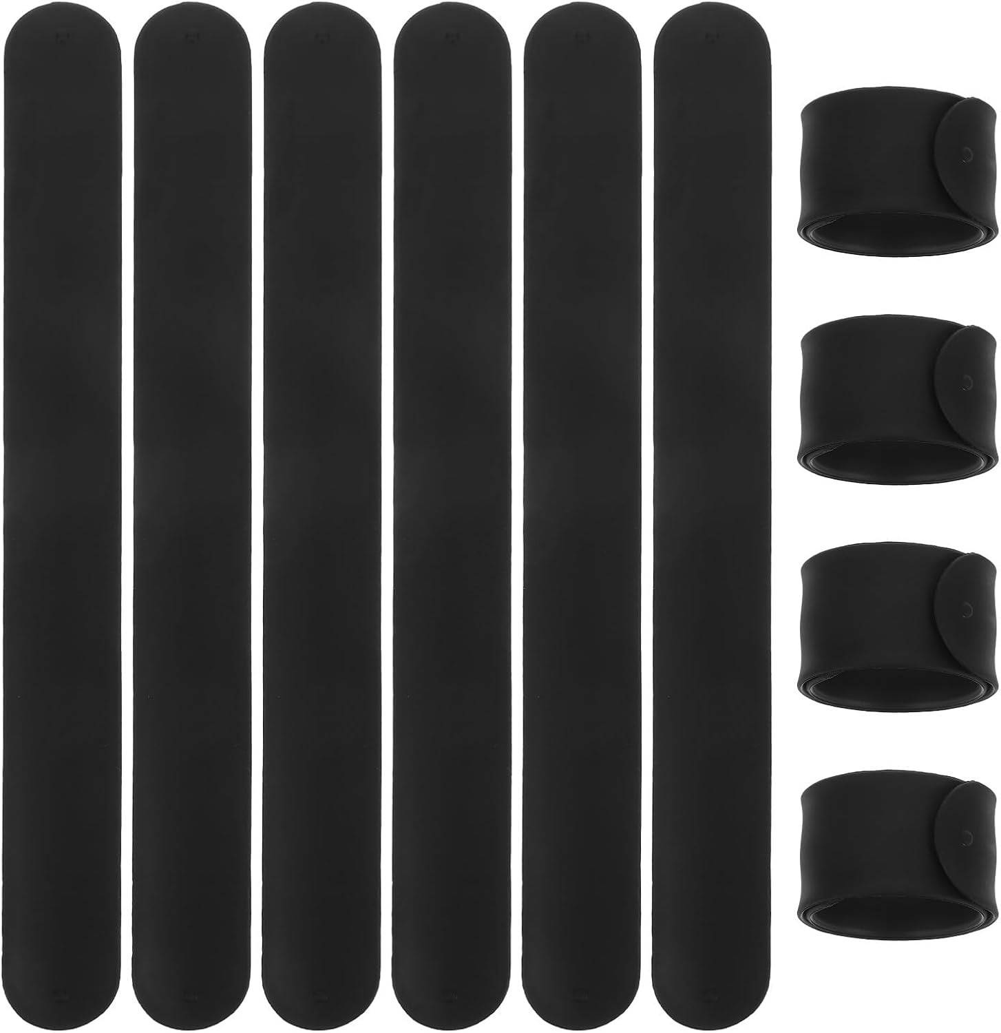 YARNOW 10PCS Gift Wrapping Paper Holder, Slap Bands Clamps Black | 1x8.5 Inch Silicone Paper Slap Bands Clamps Roll Clips, Silicone Covered Metal Strips Roll Holder for Storage Organizer