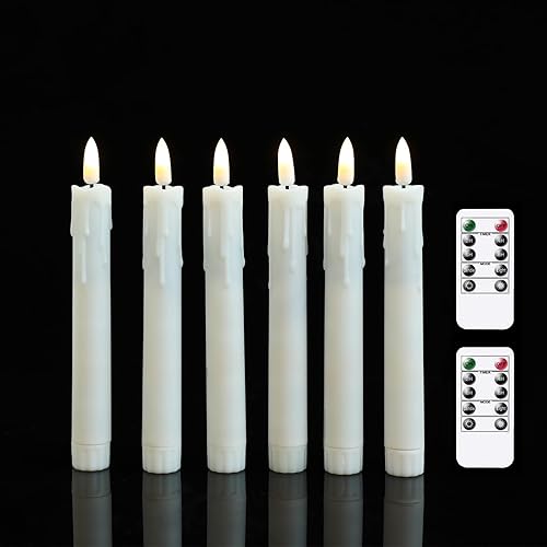 Velas LED parpadeantes cortas de 7 pulgadas sin llama con dos controles remotos de luz blanca cálida, paquete de 6 velas LED de plástico con mechas